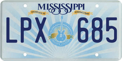 MS license plate LPX685