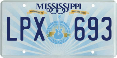 MS license plate LPX693