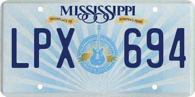 MS license plate LPX694