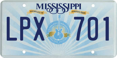 MS license plate LPX701