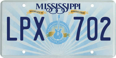 MS license plate LPX702