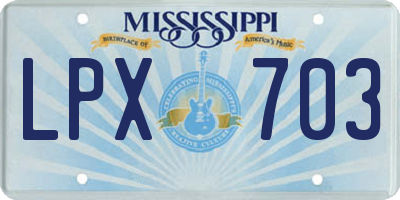 MS license plate LPX703