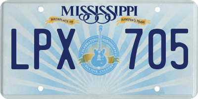 MS license plate LPX705