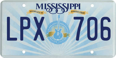 MS license plate LPX706