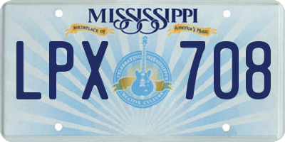 MS license plate LPX708