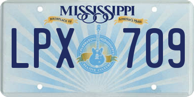 MS license plate LPX709