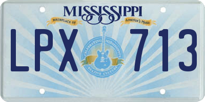 MS license plate LPX713