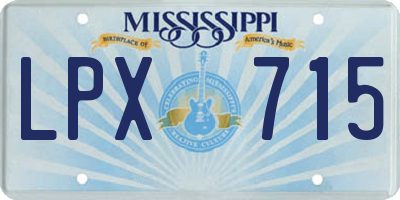 MS license plate LPX715