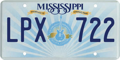 MS license plate LPX722