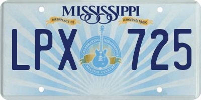 MS license plate LPX725