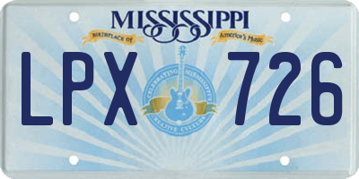 MS license plate LPX726