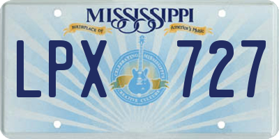 MS license plate LPX727