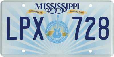 MS license plate LPX728