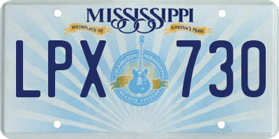 MS license plate LPX730
