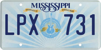 MS license plate LPX731