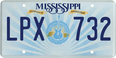 MS license plate LPX732