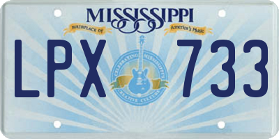MS license plate LPX733