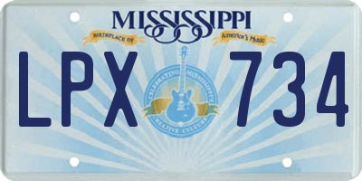 MS license plate LPX734