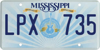 MS license plate LPX735