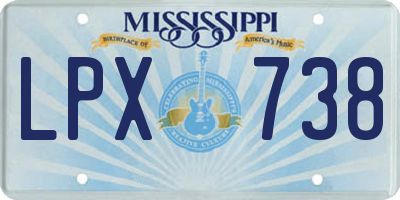 MS license plate LPX738