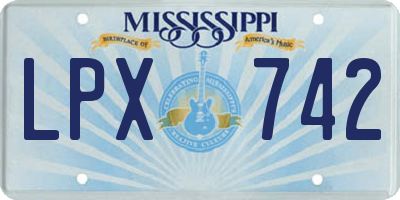 MS license plate LPX742