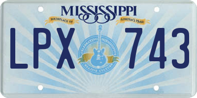 MS license plate LPX743