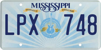 MS license plate LPX748