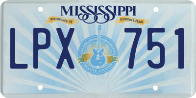 MS license plate LPX751