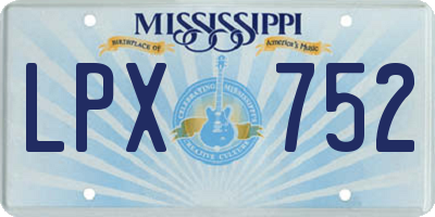 MS license plate LPX752