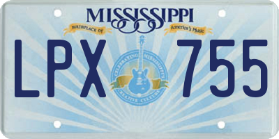 MS license plate LPX755