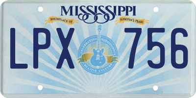 MS license plate LPX756