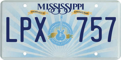 MS license plate LPX757