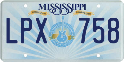 MS license plate LPX758