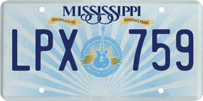 MS license plate LPX759