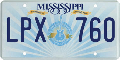 MS license plate LPX760
