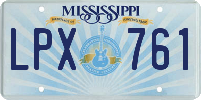 MS license plate LPX761