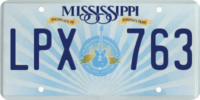 MS license plate LPX763