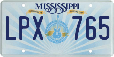 MS license plate LPX765