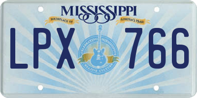 MS license plate LPX766