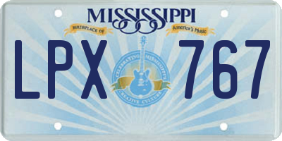 MS license plate LPX767