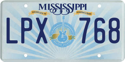 MS license plate LPX768