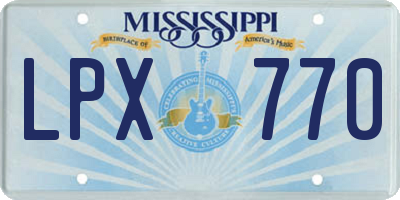 MS license plate LPX770