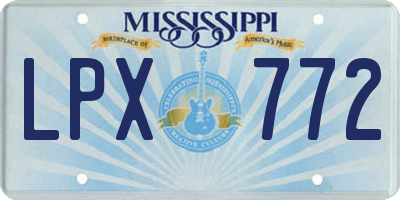 MS license plate LPX772