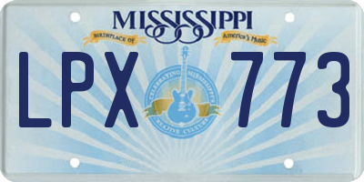 MS license plate LPX773