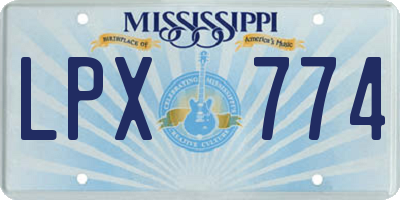 MS license plate LPX774