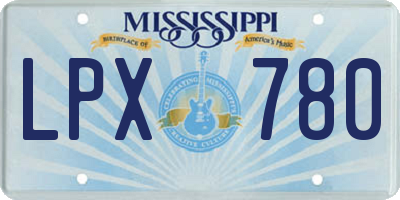 MS license plate LPX780