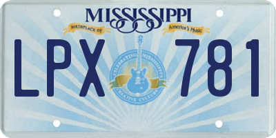 MS license plate LPX781