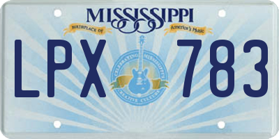 MS license plate LPX783