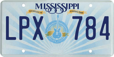 MS license plate LPX784