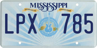 MS license plate LPX785